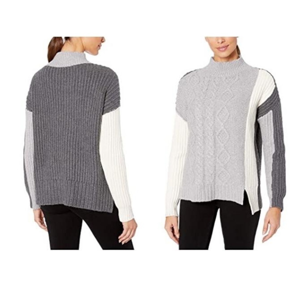 Vince Camuto Colorblock Cable Knit Sweater